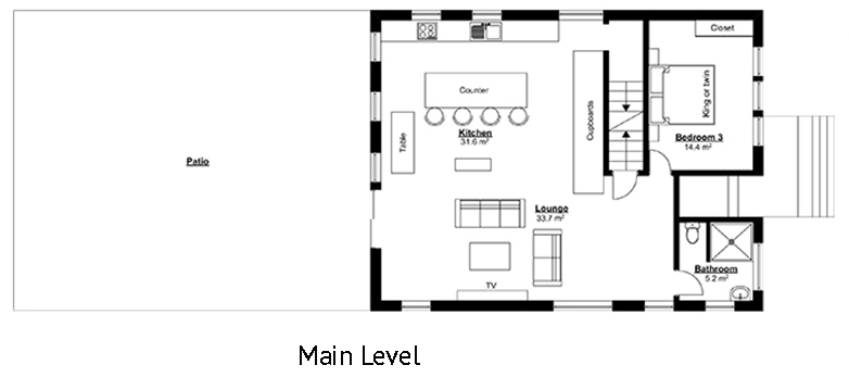 Hakuba Slopeside Chalet Floor Plan Main level