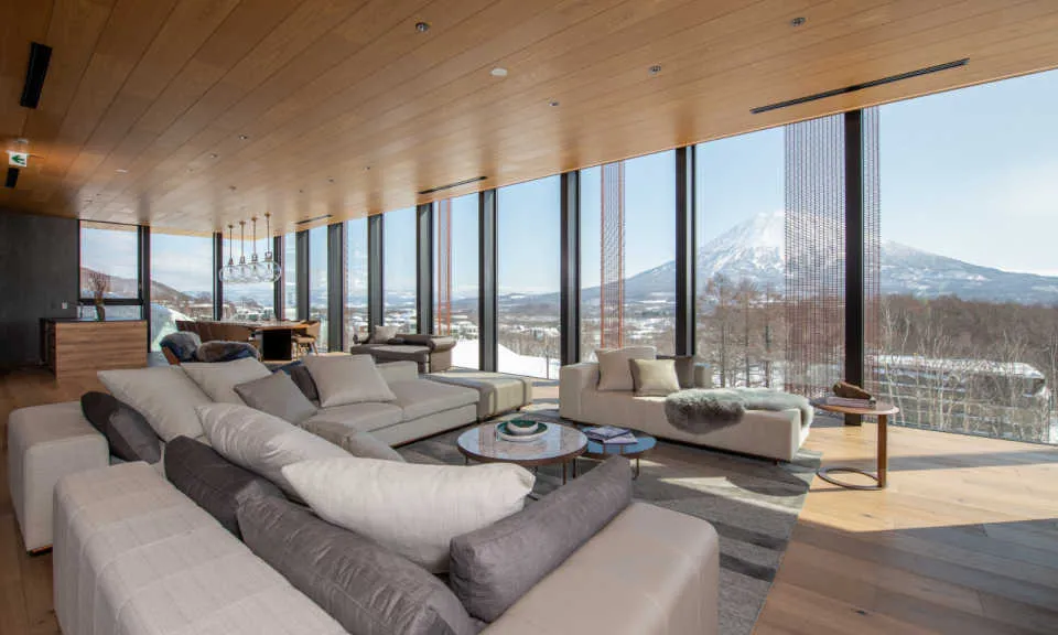 Intuition Penthouse Living Room with Full Yotei View