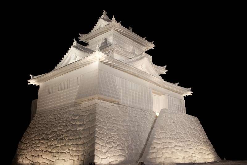 sapporo snow festival castle at night