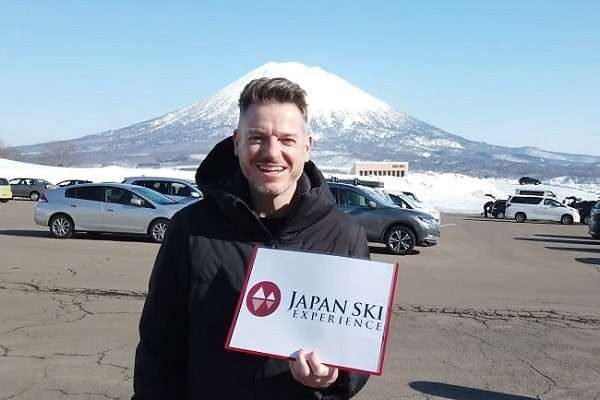 ben thorpe welcoming guests in niseko ski resort