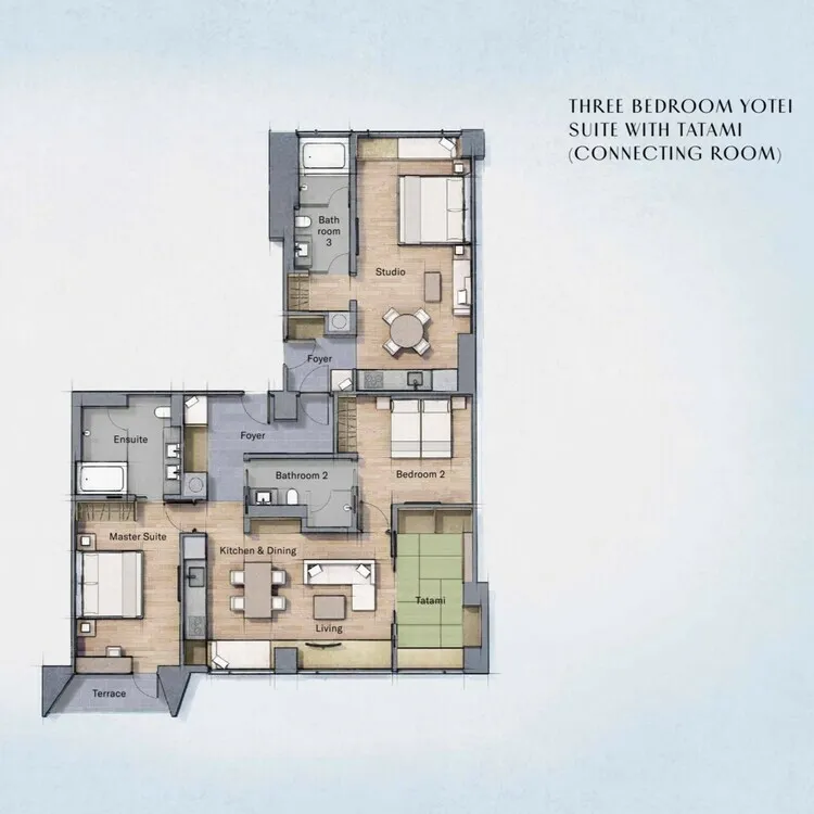 Three bedroom yotei suite with tatami-connect