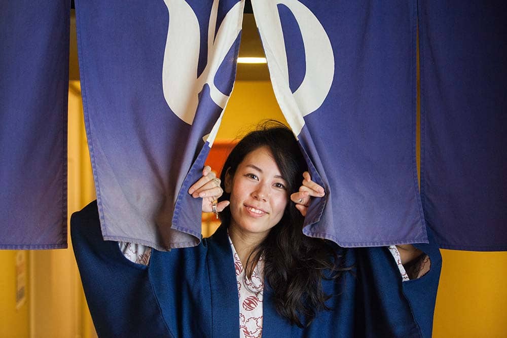 Lady exiting an Onsen